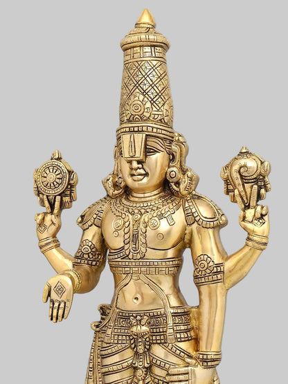 22" and 19 inches  Lord Tirupati Balaji Venkateshvara & Padmavathi Brass Statue Pair | Premium Brass Hindu God Idol Set for Home Decor & Pooja (Copy)
