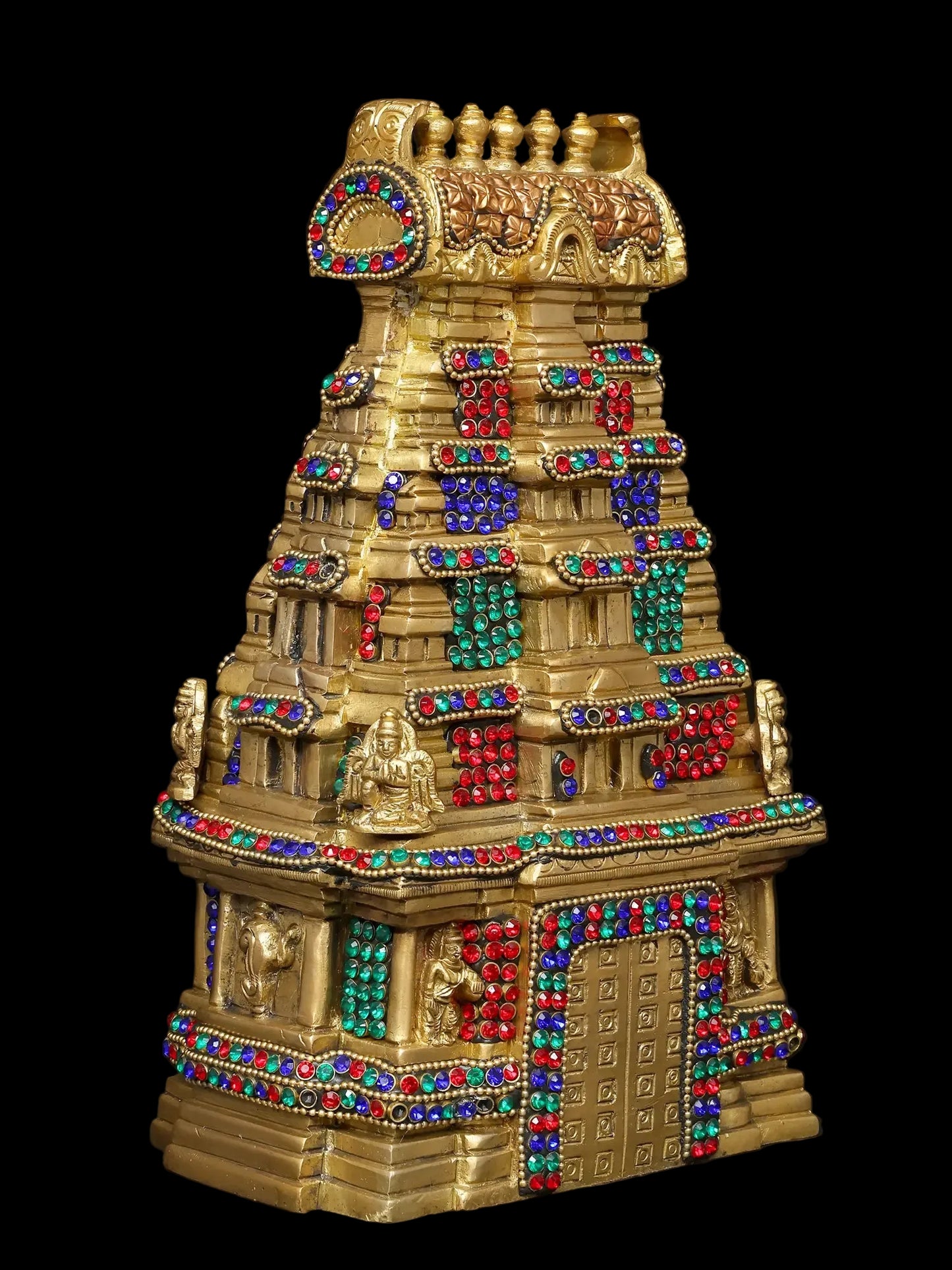9" Meenakshi Temple Brass Sculpture | Antique Brass Temple Idol | Traditional Indian Home Decor Statue
